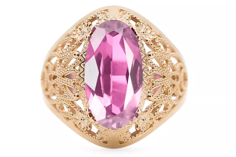 خاتم أميثست 14 كارت من الذهب الأصفر أسلوب فينتاج vrc074y